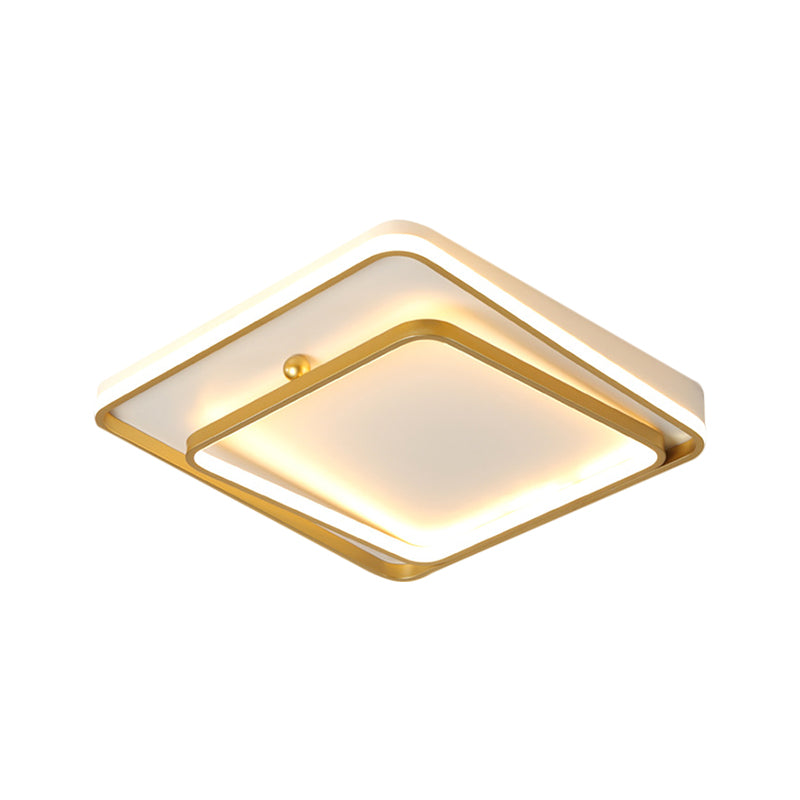 White Square Frame Ceiling Flush Contemporary 19.5" Wide LED Metal Flush Mount Lamp in Warm/White Light Clearhalo 'Ceiling Lights' 'Close To Ceiling Lights' 'Close to ceiling' 'Flush mount' Lighting' 1580819