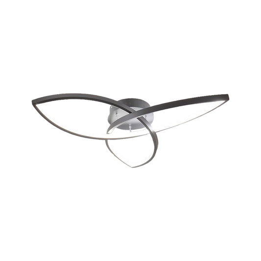 23"/29" W Metallic Petal Flush Lamp Contemporary Black/White LED Close to Ceiling Lighting, Warm/White Light Clearhalo 'Ceiling Lights' 'Close To Ceiling Lights' 'Close to ceiling' 'Semi-flushmount' Lighting' 1580829