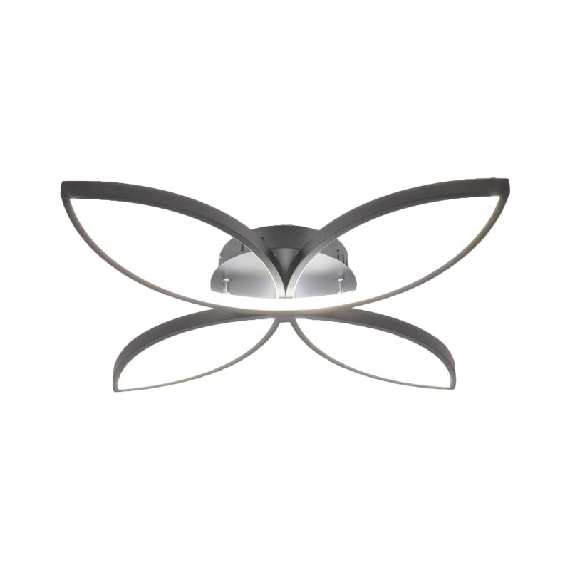 Butterfly Semi Flush Nordic Style Metallic Black/White LED Ceiling Mounted Fixture in Warm/White Light, 23"/29" Wide