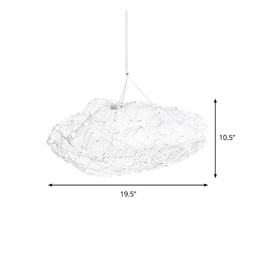 12"/16" W Cloud Shaped Chandelier Light with Mesh Screen Modernist Metal LED Chrome Hanging Lamp, Warm/White Light Clearhalo 'Ceiling Lights' 'Chandeliers' 'Modern Chandeliers' 'Modern' Lighting' 158094
