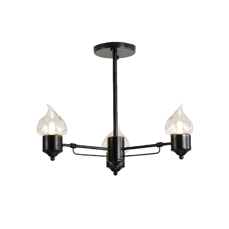 Candle Clear Glass Light Chandelier Vintage 3/6/8-Light Bedroom Pendant Lighting in Black Clearhalo 'Ceiling Lights' 'Chandeliers' 'Glass shade' 'Glass' 'Industrial Chandeliers' 'Industrial' 'Middle Century Chandeliers' 'Pendant Lights' 'Tiffany' Lighting' 158103