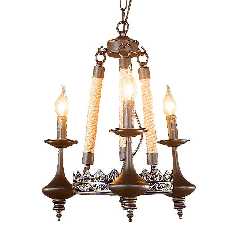 Retro Industrial Exposed Bulb Hanging Pendant 3/6 Heads Metal Ceiling Fixture with Rope for Living Room Clearhalo 'Cast Iron' 'Ceiling Lights' 'Chandeliers' 'Industrial Chandeliers' 'Industrial' 'Metal' 'Middle Century Chandeliers' 'Rustic Chandeliers' 'Tiffany' Lighting' 158221