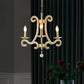 Traditional Candlestick Chandelier 3/6 Heads Crystal Beaded Suspension Lighting with Scroll Arm in Gold Clearhalo 'Ceiling Lights' 'Chandeliers' Lighting' options 1583263