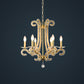Traditional Candlestick Chandelier 3/6 Heads Crystal Beaded Suspension Lighting with Scroll Arm in Gold Clearhalo 'Ceiling Lights' 'Chandeliers' Lighting' options 1583270