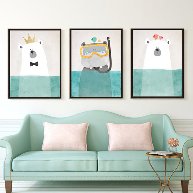 Animal with Rising Water Canvas Print Childrens Art Textured Wall Decor for Kids Bedroom Clearhalo 'Art Gallery' 'Canvas Art' 'Kids' Arts' 1583453