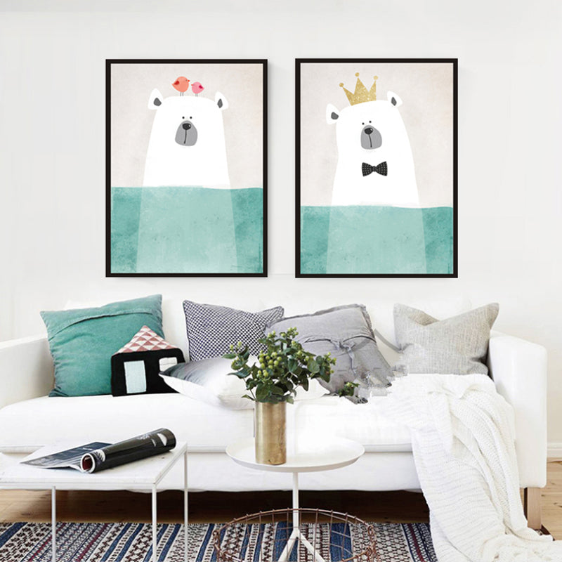 Animal with Rising Water Canvas Print Childrens Art Textured Wall Decor for Kids Bedroom Clearhalo 'Art Gallery' 'Canvas Art' 'Kids' Arts' 1583459