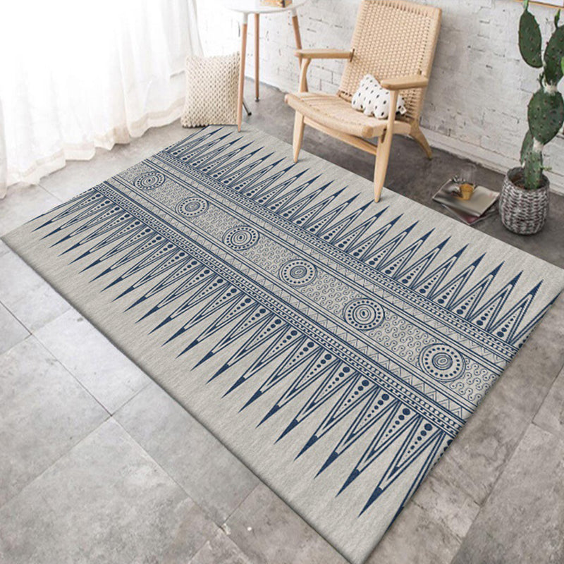 Southwestern Living Room Rug in Grey Tribal Triangle Circle Print Rug Polyester Non-Slip Pet Friendly Area Rug Grey Clearhalo 'Area Rug' 'Rugs' 'Southwestern' Rug' 1583655