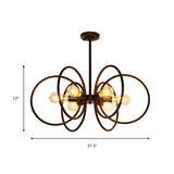 Multi Ring Metal Chandelier Light Vintage Style 6 Lights Restaurant Ceiling Light Fixture in Black Clearhalo 'Cast Iron' 'Ceiling Lights' 'Chandeliers' 'Industrial Chandeliers' 'Industrial' 'Metal' 'Middle Century Chandeliers' 'Rustic Chandeliers' 'Tiffany' Lighting' 158365