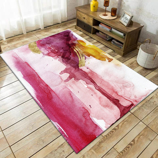 Pink Bedroom Rug Modern Abstract Aquarelle Pattern Area Rug Polyester Stain-Resistant Washable Carpet Pink Clearhalo 'Area Rug' 'Modern' 'Rugs' Rug' 1583661