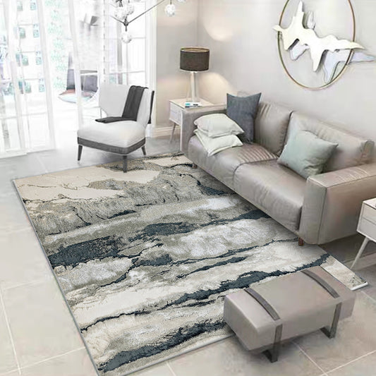Minimalist Modern Rug in Grey Abstract Landscape Painting Pattern Rug Polyester Washable Carpet for Home Decoration Clearhalo 'Area Rug' 'Modern' 'Rugs' Rug' 1583676