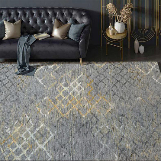 Grey Bedroom Rug Modern Abstract Grid Pattern Area Rug Polyester Stain-Resistant Machine Washable Carpet Grey Clearhalo 'Area Rug' 'Modern' 'Rugs' Rug' 1583682