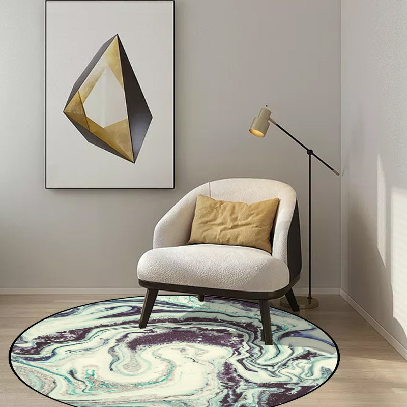 Teal Bedroom Rug Modern Abstract Marble Pattern Area Rug Polyester Machine Washable Stain-Resistant Carpet Clearhalo 'Area Rug' 'Modern' 'Rugs' Rug' 1583690