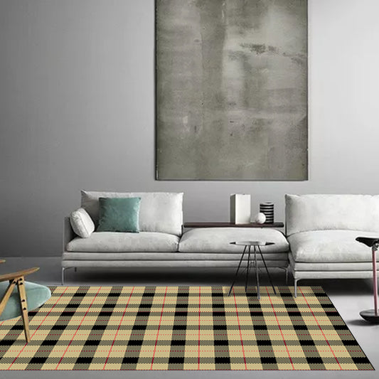 Modern Living Room Rug in Yellow Plaid Dotted Line Print Rug Polyester Non-Slip Backing Washable Area Rug Clearhalo 'Area Rug' 'Modern' 'Rugs' Rug' 1583705