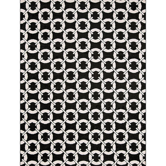 Modern Living Room Rug in Black Mesh Circle Stripe Print Rug Polyester Washable Pet Friendly Area Rug Clearhalo 'Area Rug' 'Modern' 'Rugs' Rug' 1583714