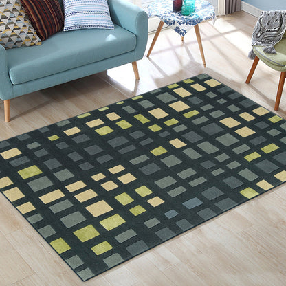 Simple Novelty Rug in Green Plaid Pattern Rug Polyester Non-Slip Stain-Resistant Carpet for Home Decoration Dark Gray Clearhalo 'Area Rug' 'Rug' 1583794