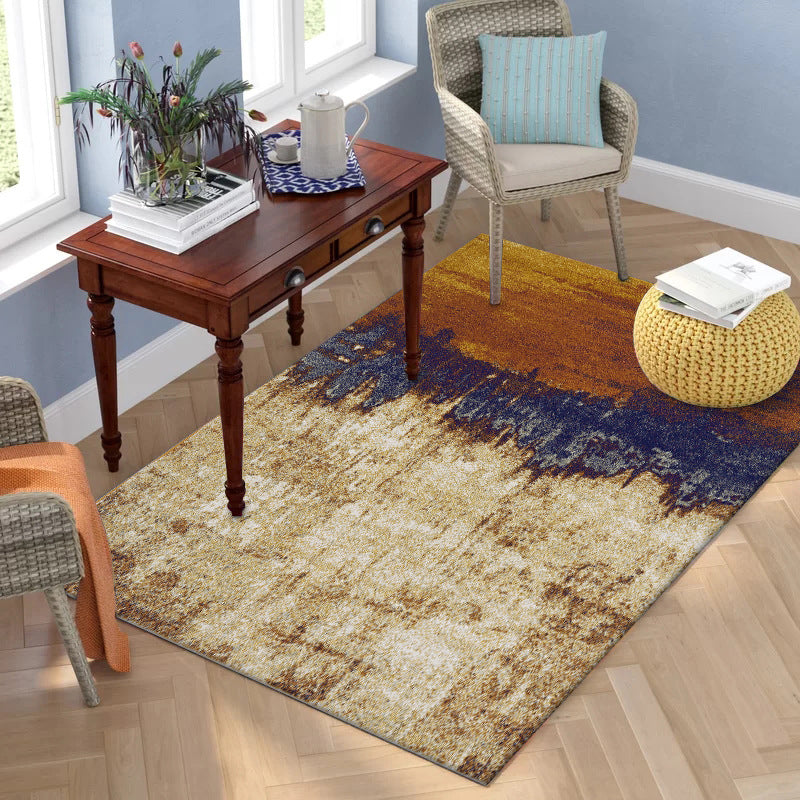 Brown Industrial Rug Polyester Oil Painting Print Rug Washable Non-Slip Backing Carpet for Living Room Brown Clearhalo 'Area Rug' 'Rug' 1583802