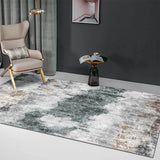 Grey Contemporary Rug Polyester Abstract Rug Washable Non-Slip Backing Carpet for Living Room