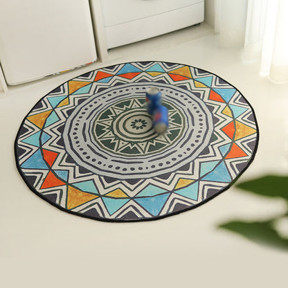 Colorful Bedroom Rug Bohemian Circle Triangle Pattern Area Rug Polyester Non-Slip Backing Carpet Sky Blue Clearhalo 'Area Rug' 'Bohemian' 'Rugs' Rug' 1583944
