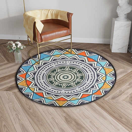 Colorful Bedroom Rug Bohemian Circle Triangle Pattern Area Rug Polyester Non-Slip Backing Carpet Clearhalo 'Area Rug' 'Bohemian' 'Rugs' Rug' 1583945