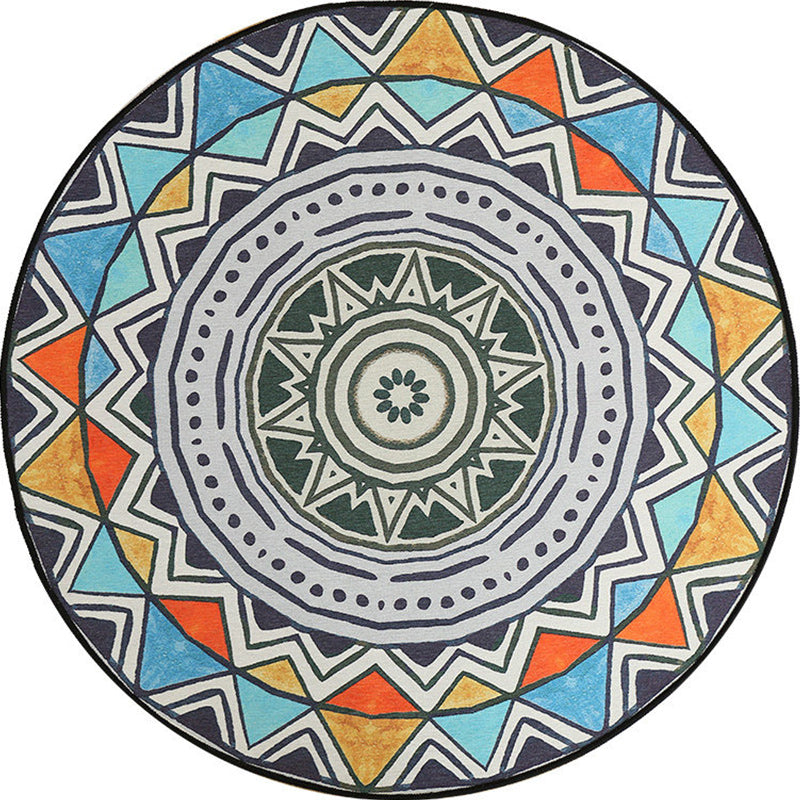 Colorful Bedroom Rug Bohemian Circle Triangle Pattern Area Rug Polyester Non-Slip Backing Carpet Clearhalo 'Area Rug' 'Bohemian' 'Rugs' Rug' 1583946