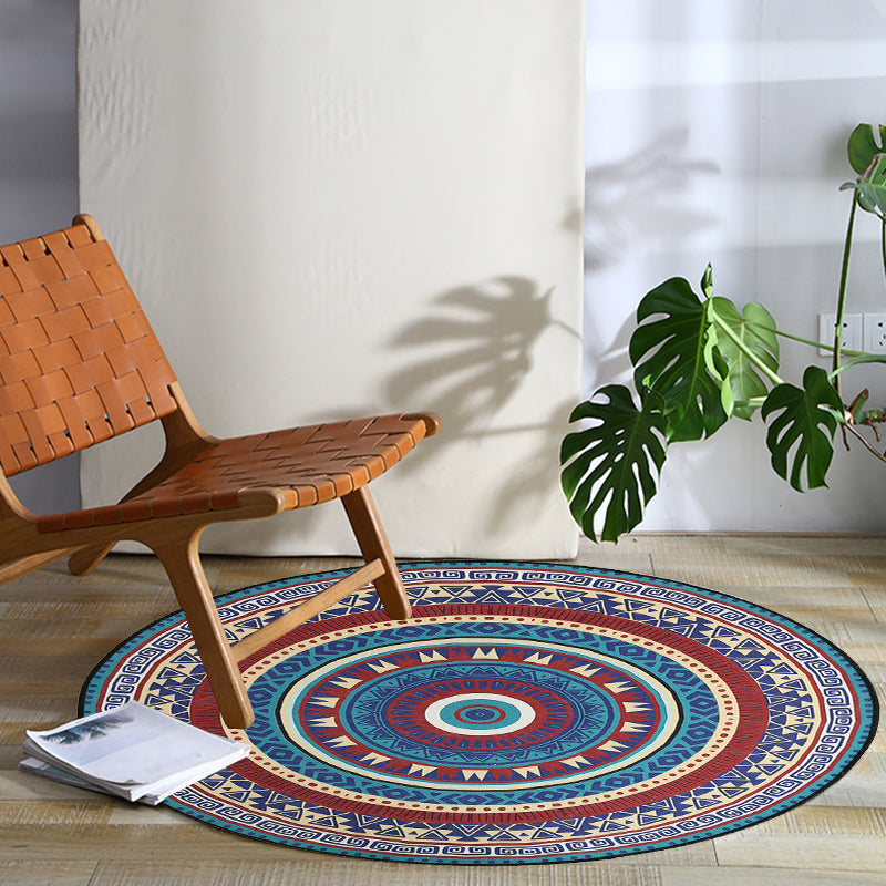 Colorful Bedroom Rug Bohemian Circle Triangle Pattern Area Rug Polyester Non-Slip Backing Carpet Clearhalo 'Area Rug' 'Bohemian' 'Rugs' Rug' 1583952