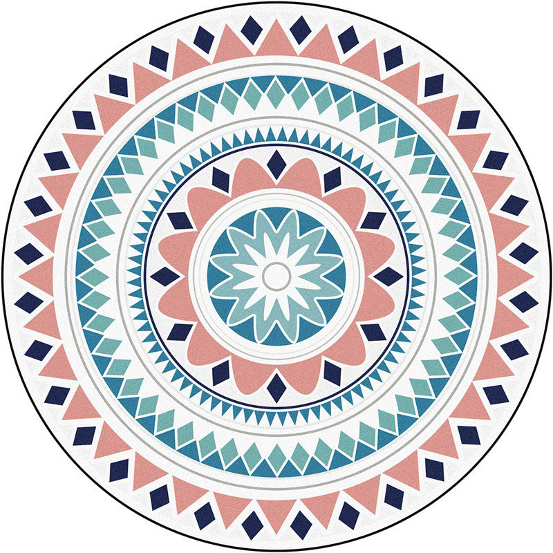 Bohemian Living Room Rug Multi-color Floral Circle Diamond Print Rug Polyester Washable Area Rug Clearhalo 'Area Rug' 'Bohemian' 'Rugs' Rug' 1583974