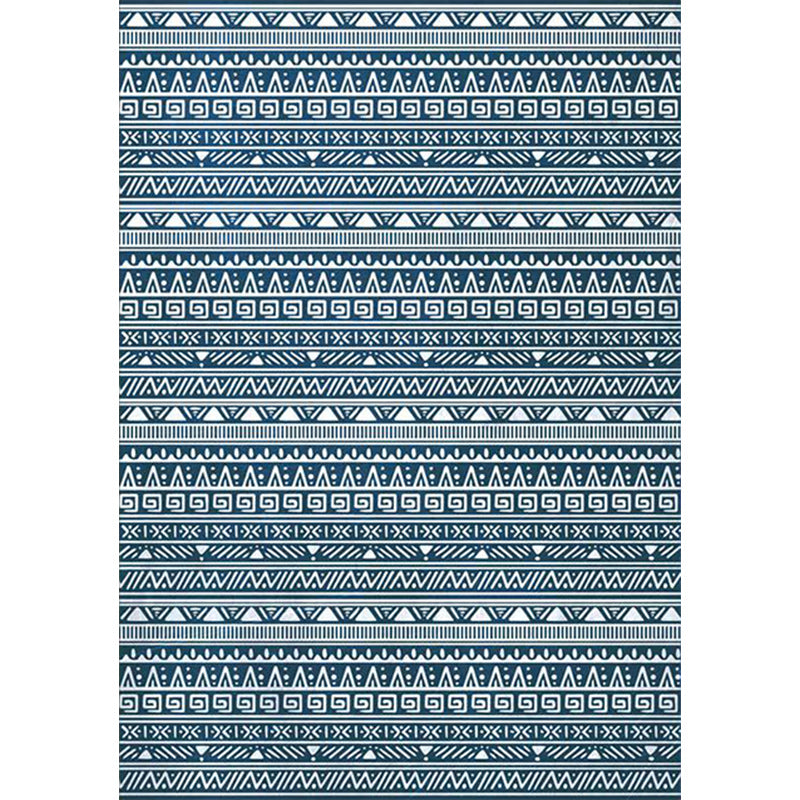 Tribal Southwestern Rug in Blue Stripes Triangle Greek Keys Pattern Rug Polyester Non-Slip Carpet for Home Decoration Clearhalo 'Area Rug' 'Rugs' 'Southwestern' Rug' 1583989