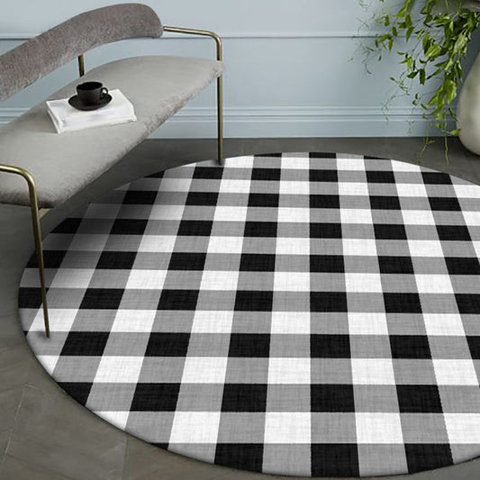 Modern Living Room Rug in Black and White Plaid Print Rug Polyester Washable Non-Slip Area Rug Clearhalo 'Area Rug' 'Modern' 'Rugs' Rug' 1583996