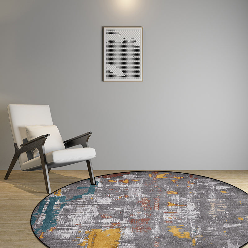 Industrial Abstract Rug Grey Polyester Rug Machine Washable Non-Slip Backing Area Rug for Bedroom Clearhalo 'Area Rug' 'Rug' 1584028
