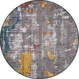 Industrial Abstract Rug Grey Polyester Rug Machine Washable Non-Slip Backing Area Rug for Bedroom