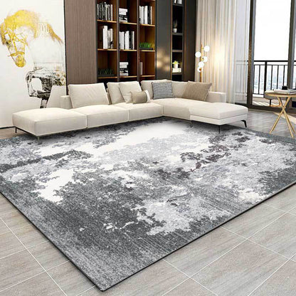 Grey and White Contemporary Rug Polyester Abstract Rug Washable Non-Slip Backing Carpet for Living Room Grey Clearhalo 'Area Rug' 'Rug' 1584035