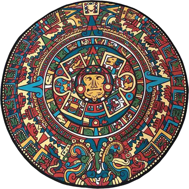 Southwestern Living Room Rug in Red Tribal Animal Circle Print Rug Polyester Non-Slip Backing Washable Area Rug Clearhalo 'Area Rug' 'Rugs' 'Southwestern' Rug' 1584061
