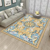 Mediterranean Moroccan Rug in Brown Motif Floral Pattern Rug Polyester Non-Slip Washable Carpet for Home Decoration Light Blue Clearhalo 'Area Rug' 'Moroccan' 'Rugs' Rug' 1584123