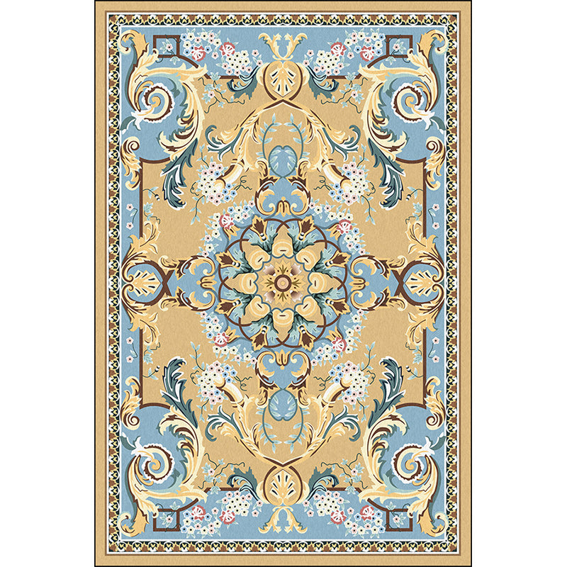 Mediterranean Moroccan Rug in Brown Motif Floral Pattern Rug Polyester Non-Slip Washable Carpet for Home Decoration Clearhalo 'Area Rug' 'Moroccan' 'Rugs' Rug' 1584125