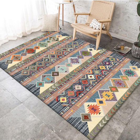 Americana Southwestern Rug Colorful Tribal Diamond Arrow Pattern Rug Polyester Anti-Slip Carpet for Home Decoration Blue Clearhalo 'Area Rug' 'Rugs' 'Southwestern' Rug' 1584179