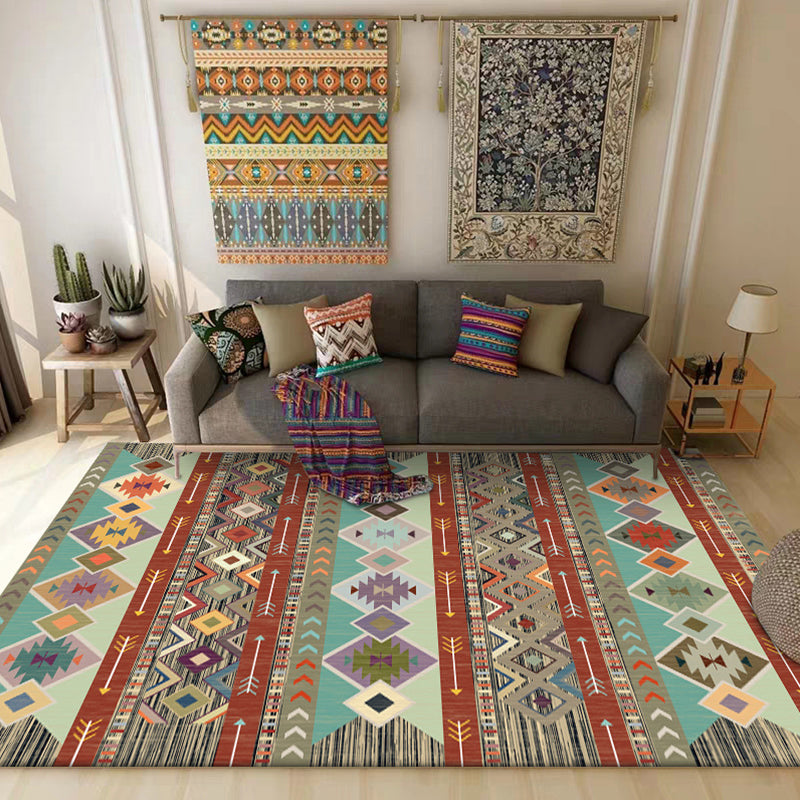 Americana Southwestern Rug Colorful Tribal Diamond Arrow Pattern Rug Polyester Anti-Slip Carpet for Home Decoration Brown Clearhalo 'Area Rug' 'Rugs' 'Southwestern' Rug' 1584185