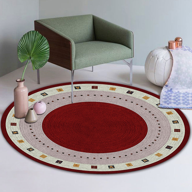 Boho-Chic Rug in Red and Green Circle Square Pattern Rug Polyester Stain-Resistant Carpet for Home Decoration Red Clearhalo 'Area Rug' 'Bohemian' 'Rugs' Rug' 1584198
