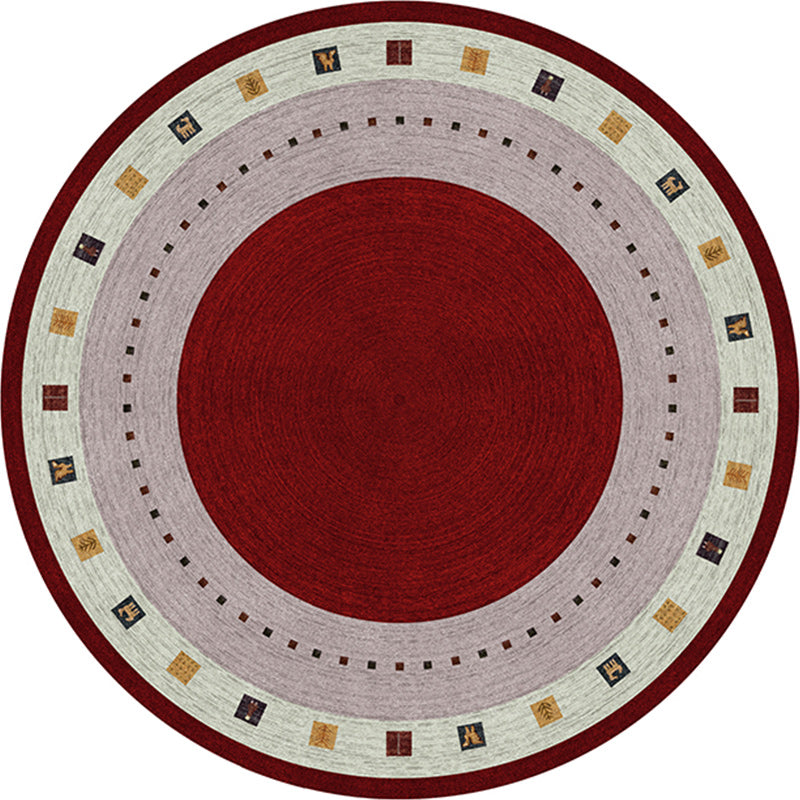 Boho-Chic Rug in Red and Green Circle Square Pattern Rug Polyester Stain-Resistant Carpet for Home Decoration Clearhalo 'Area Rug' 'Bohemian' 'Rugs' Rug' 1584200