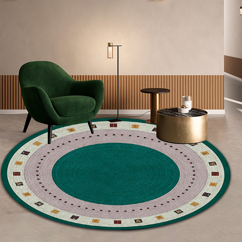 Boho-Chic Rug in Red and Green Circle Square Pattern Rug Polyester Stain-Resistant Carpet for Home Decoration Green Clearhalo 'Area Rug' 'Bohemian' 'Rugs' Rug' 1584206