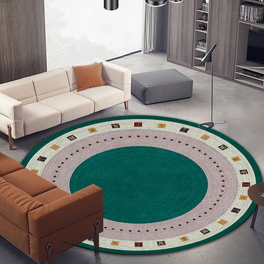 Boho-Chic Rug in Red and Green Circle Square Pattern Rug Polyester Stain-Resistant Carpet for Home Decoration Clearhalo 'Area Rug' 'Bohemian' 'Rugs' Rug' 1584207