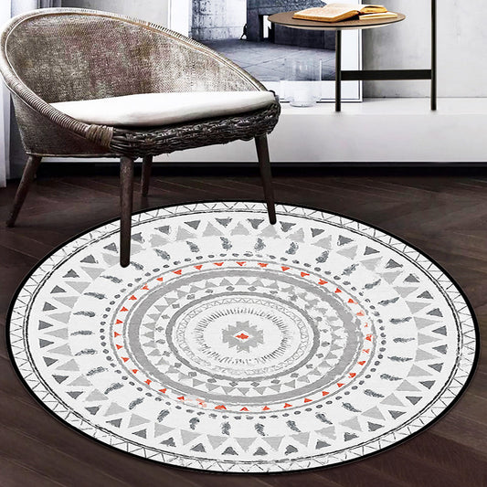 Grey Bedroom Rug Southwestern Circle Triangle Pattern Area Rug Polyester Pet Friendly Carpet Clearhalo 'Area Rug' 'Rugs' 'Southwestern' Rug' 1584229