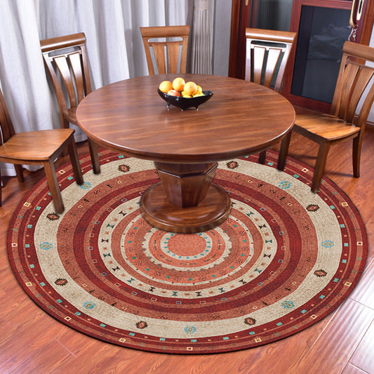 Bohemian Living Room Rug in Red Circle Print Rug Polyester Washable Stain-Resistant Pet Friendly Area Rug Clearhalo 'Area Rug' 'Bohemian' 'Rugs' Rug' 1584251