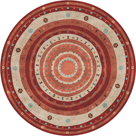 Bohemian Living Room Rug in Red Circle Print Rug Polyester Washable Stain-Resistant Pet Friendly Area Rug Clearhalo 'Area Rug' 'Bohemian' 'Rugs' Rug' 1584252