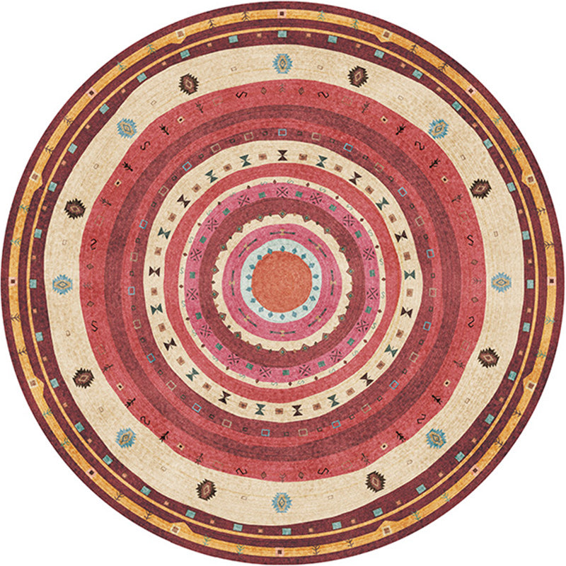 Bohemian Living Room Rug in Red Circle Print Rug Polyester Washable Stain-Resistant Pet Friendly Area Rug Clearhalo 'Area Rug' 'Bohemian' 'Rugs' Rug' 1584260