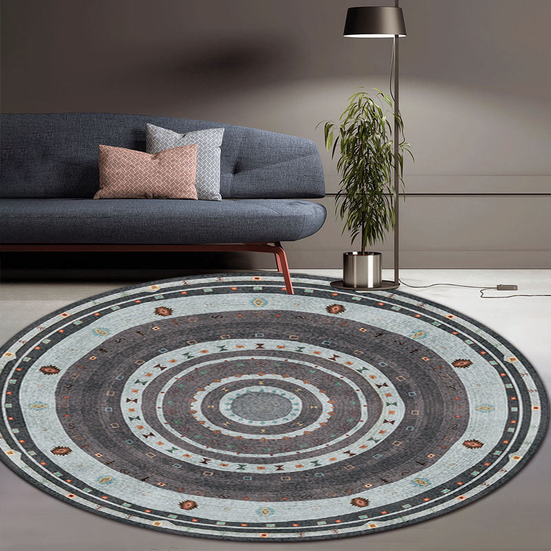 Bohemian Living Room Rug in Red Circle Print Rug Polyester Washable Stain-Resistant Pet Friendly Area Rug Brown Clearhalo 'Area Rug' 'Bohemian' 'Rugs' Rug' 1584266