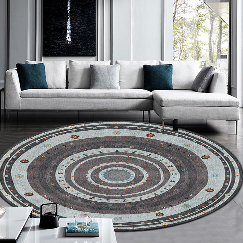 Bohemian Living Room Rug in Red Circle Print Rug Polyester Washable Stain-Resistant Pet Friendly Area Rug Clearhalo 'Area Rug' 'Bohemian' 'Rugs' Rug' 1584267
