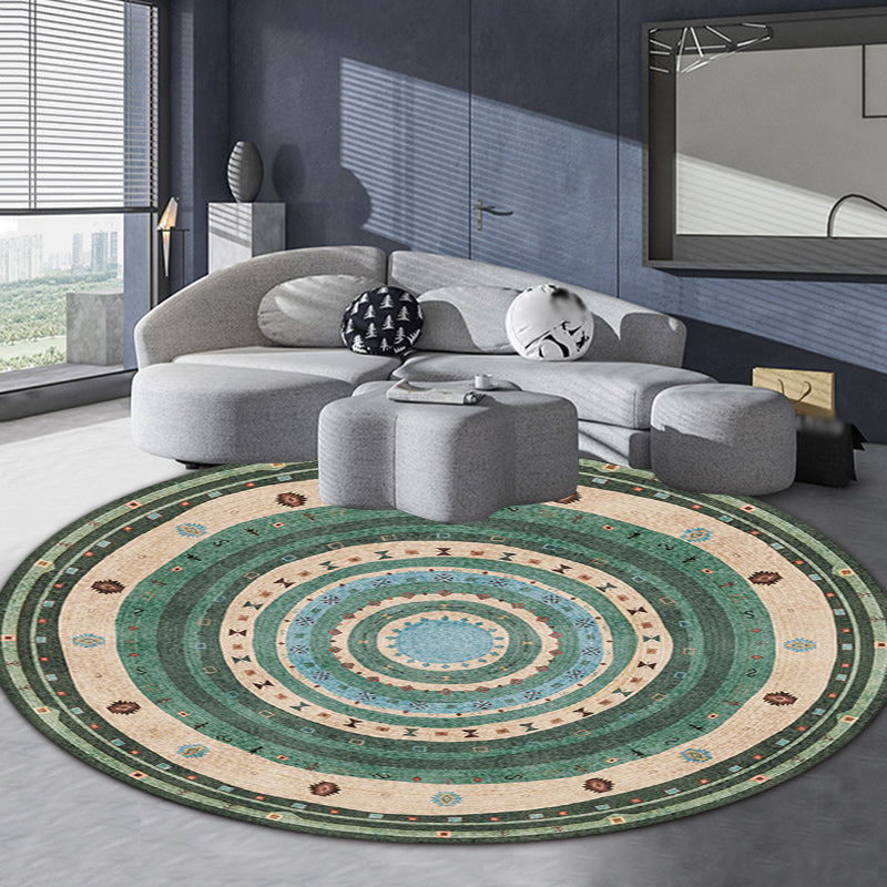 Bohemian Living Room Rug in Red Circle Print Rug Polyester Washable Stain-Resistant Pet Friendly Area Rug Green Clearhalo 'Area Rug' 'Bohemian' 'Rugs' Rug' 1584274
