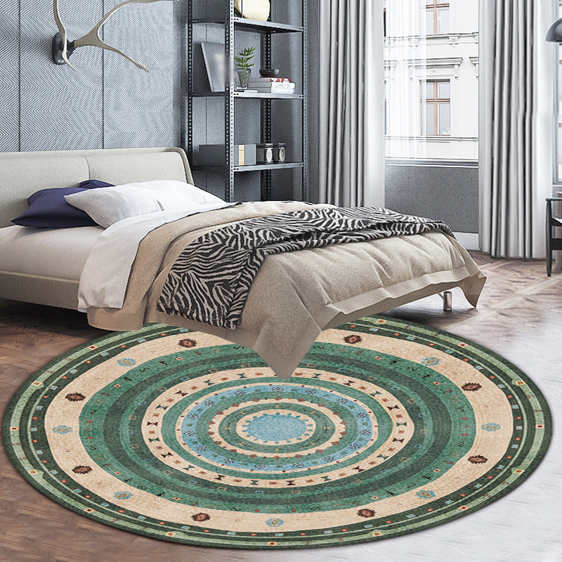Bohemian Living Room Rug in Red Circle Print Rug Polyester Washable Stain-Resistant Pet Friendly Area Rug Clearhalo 'Area Rug' 'Bohemian' 'Rugs' Rug' 1584275