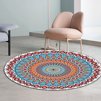 Tribal Southwestern Rug Colorful Circle Diamond Pattern Rug Polyester Anti-Slip Backing Carpet for Home Decoration Blue Clearhalo 'Area Rug' 'Rugs' 'Southwestern' Rug' 1584333