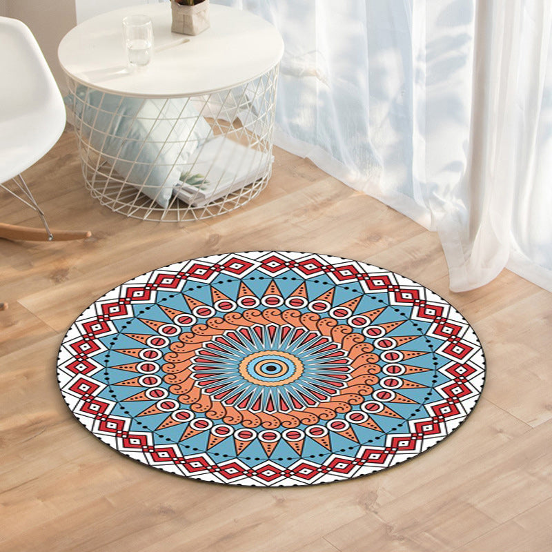 Tribal Southwestern Rug Colorful Circle Diamond Pattern Rug Polyester Anti-Slip Backing Carpet for Home Decoration Clearhalo 'Area Rug' 'Rugs' 'Southwestern' Rug' 1584334